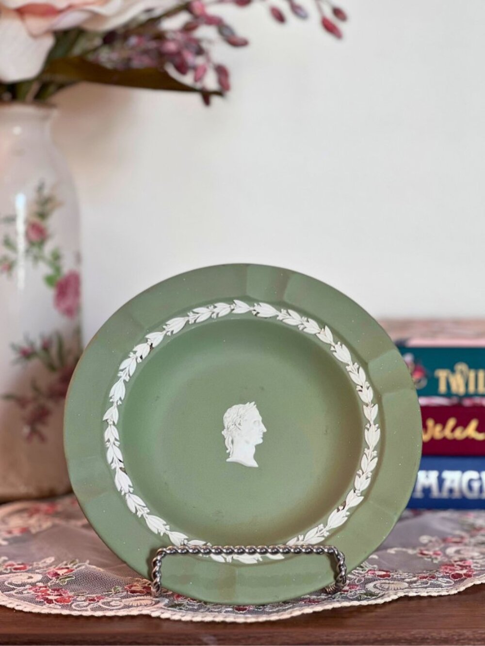Vintage Wedgwood Sage Green Jasperware Ashtray